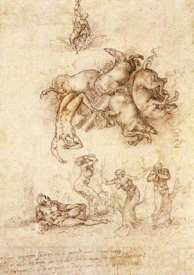 Michelangelo Buonarroti The Fall of Phaeton Norge oil painting art
